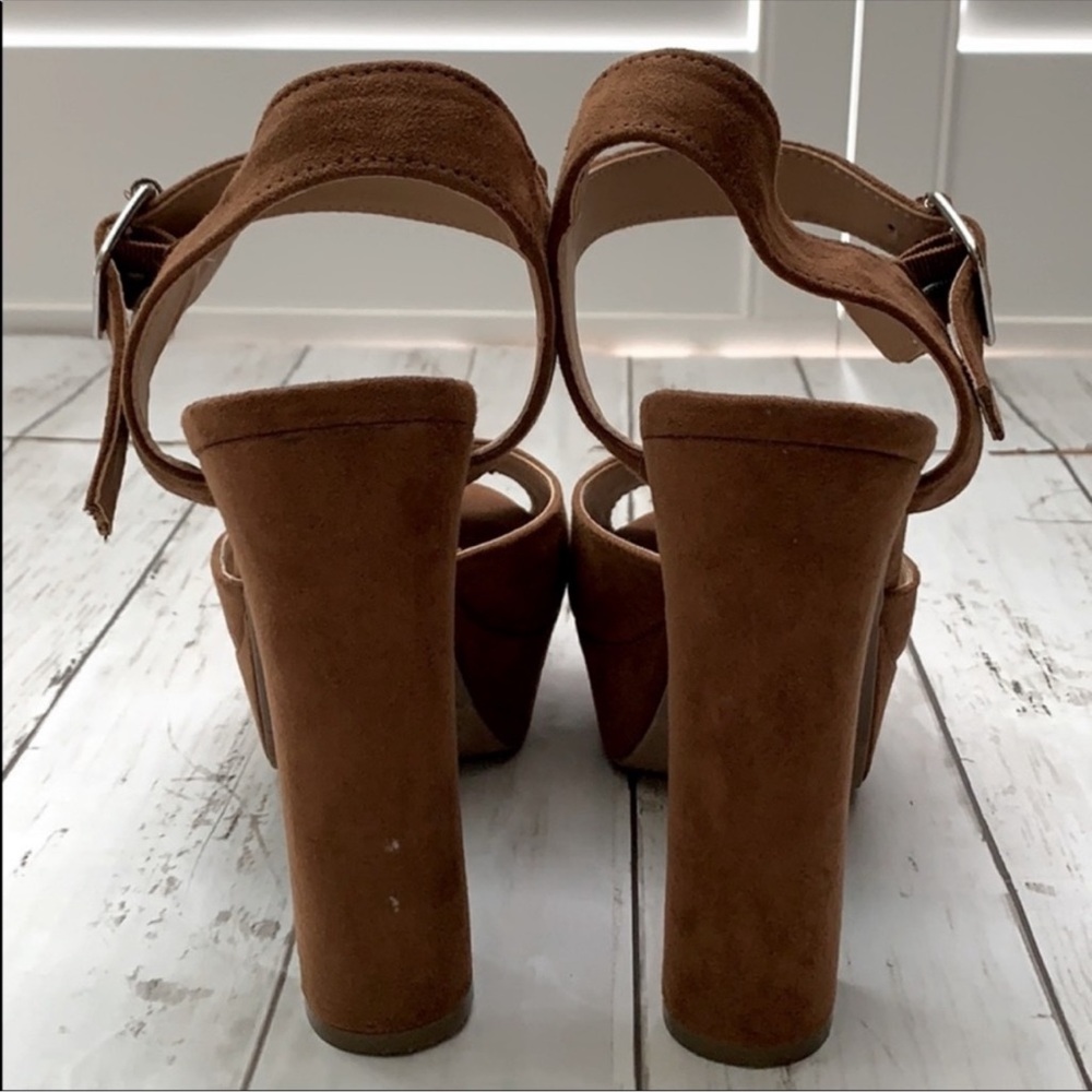 Platform Retro Look Peep Open Toe Block High Heels - image 7